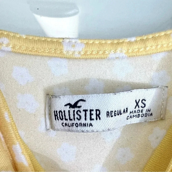 Hollister Yellow Cinched Floral Side Slit Midi Sun Dress Summer Spring Size XS - Picture 15 of 15
